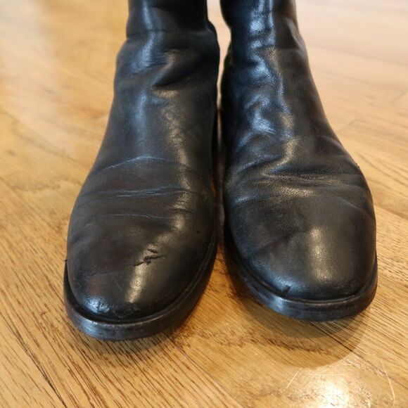 STUART WEITZMAN Keelan leather boots knee high black sz 7 pull on stretch winter - Picture 4 of 13